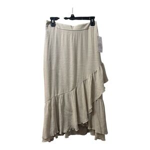 NEW DIRECTIONS Beautiful Layered Ruffled Skirt Beige Size Small NWT Boho Chic